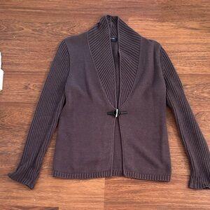 Women's Dark Brown Shawl Collar Cardigan with Toggle Closure